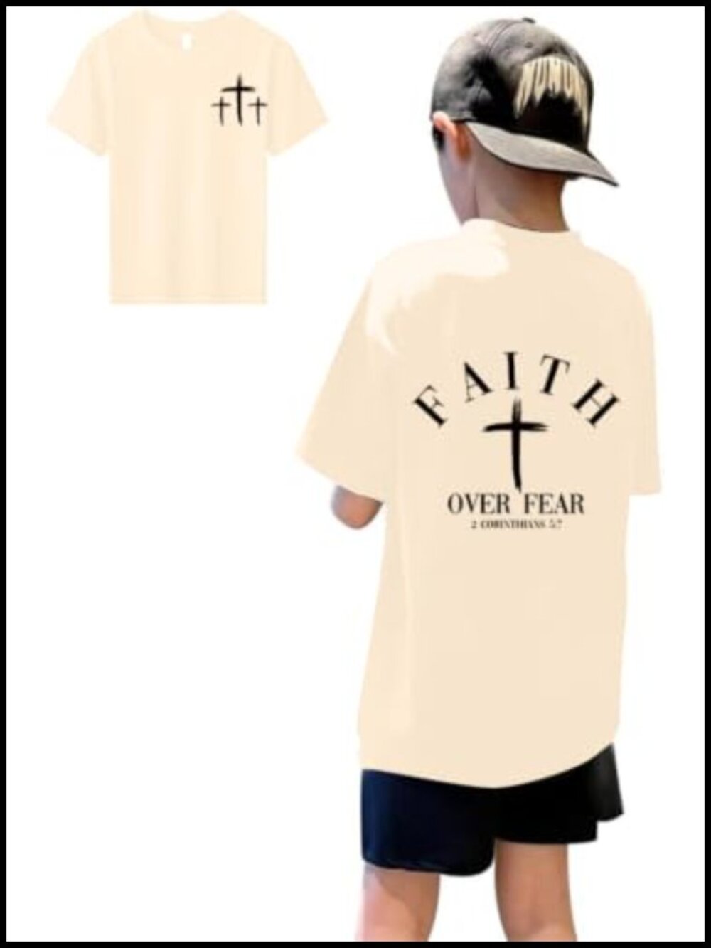 Faith Over Fear Cross Graphic Short Sleeve T-Shirt Christian